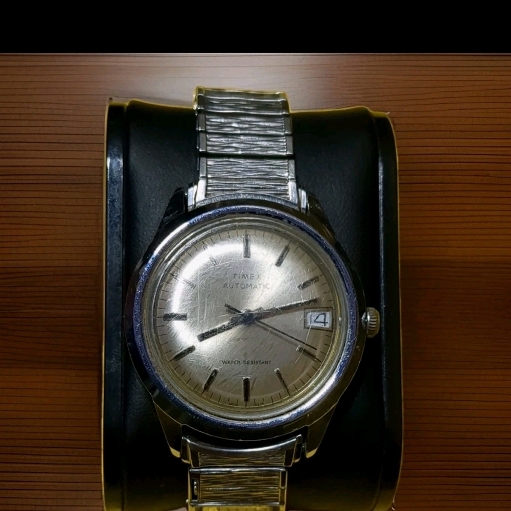 Timex Silver Watch with Black Dial